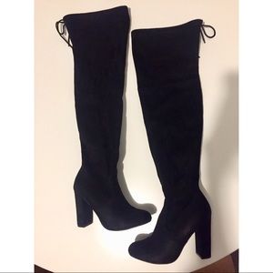 A New Day Thigh High Black Faux Suede OTK Boots